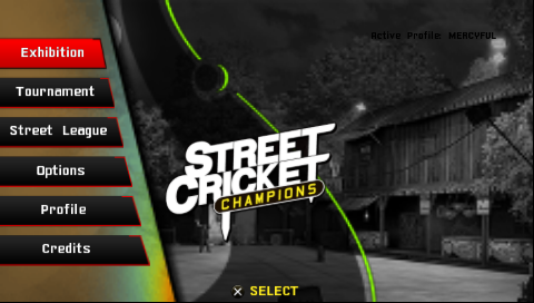 Street Cricket Champions title screen for PSP